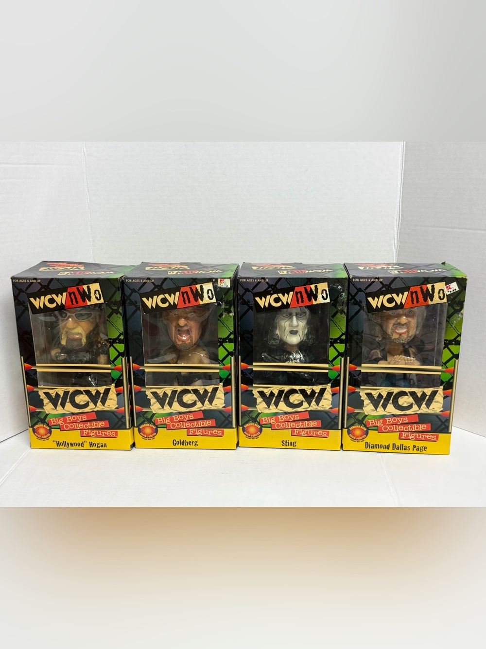 VTG NEW WCW NWO Full Set Hogan Sting DDP Goldberg Hand Painted Bobble Head 1998